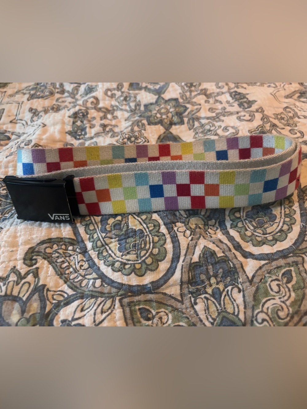 Vans Rainbow Checker Web Belt in Multicolor Plaid